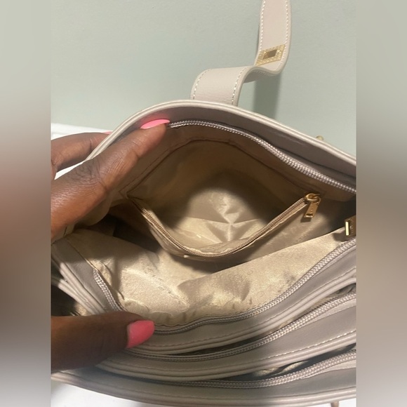 Susen Taupe Tan Handbag w/ Gold Accents - Picture 6 of 10